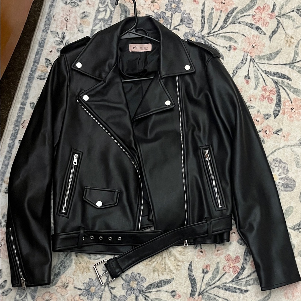 Philosophy Black Faux Leather Moto Jacket